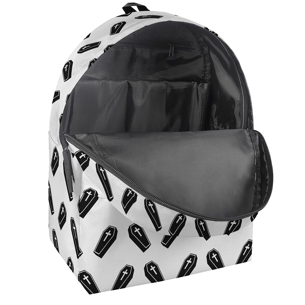 Black And White Coffin Pattern Print Backpack