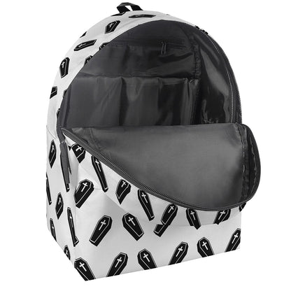 Black And White Coffin Pattern Print Backpack