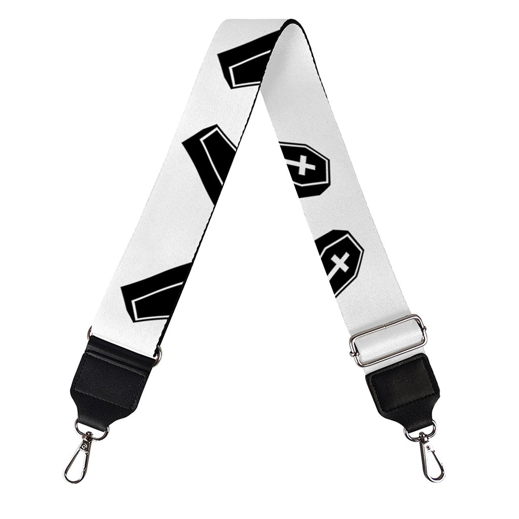 Black And White Coffin Pattern Print Bag Strap