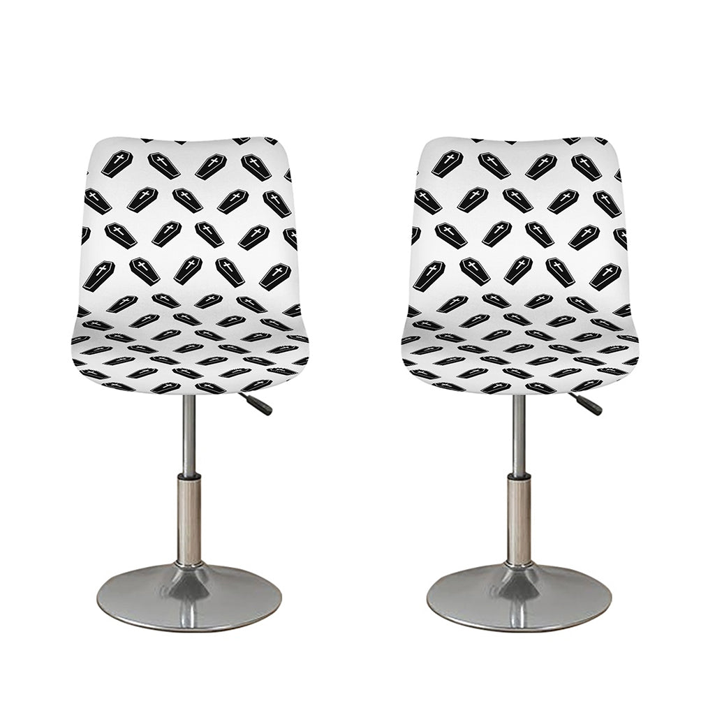 Black And White Coffin Pattern Print Bar Stool Covers