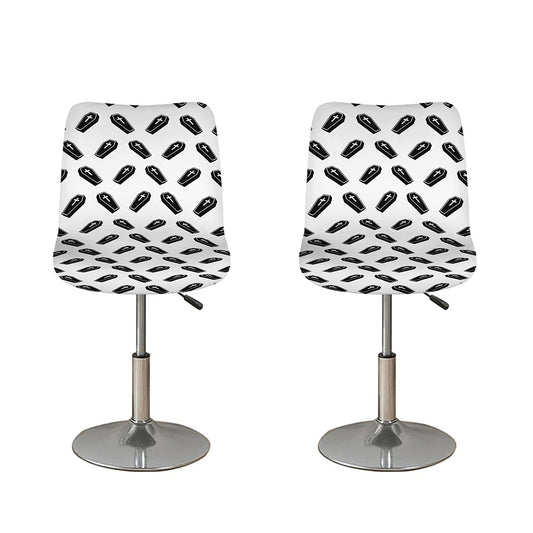 Black And White Coffin Pattern Print Bar Stool Covers