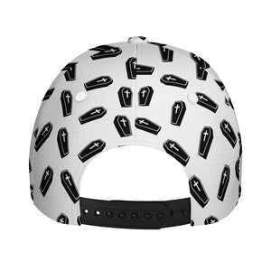 Black And White Coffin Pattern Print Baseball Cap