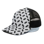 Black And White Coffin Pattern Print Black Mesh Trucker Cap