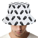 Black And White Coffin Pattern Print Bucket Hat