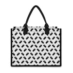 Black And White Coffin Pattern Print Canvas Tote Bag