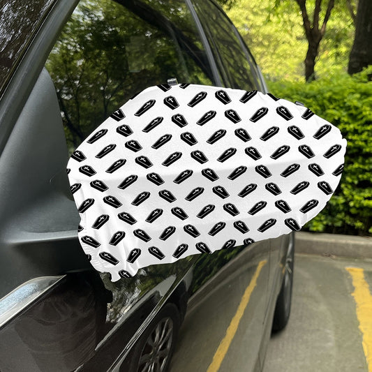 Black And White Coffin Pattern Print Car Side Mirror Covers
