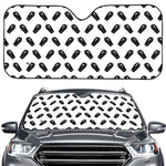 Black And White Coffin Pattern Print Car Windshield Sun Shade