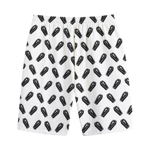 Black And White Coffin Pattern Print Cotton Shorts