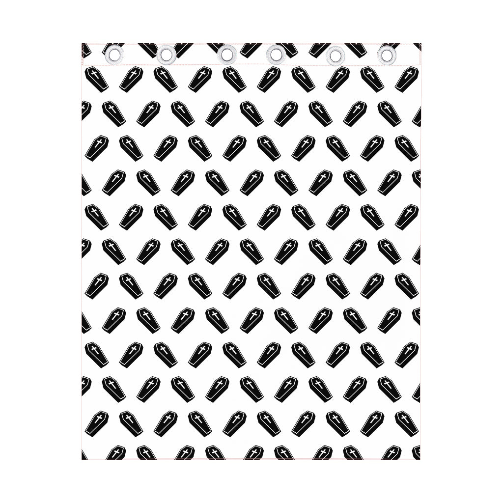 Black And White Coffin Pattern Print Curtain