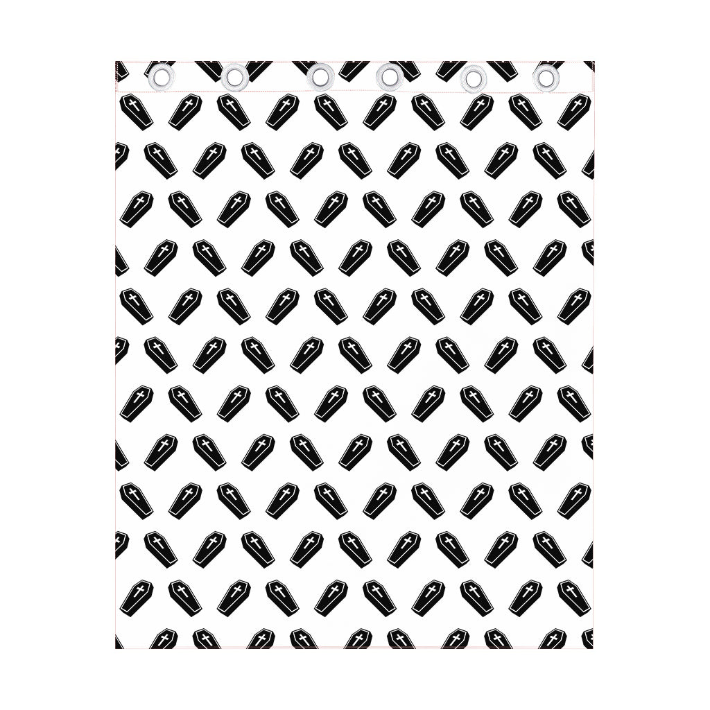 Black And White Coffin Pattern Print Curtain