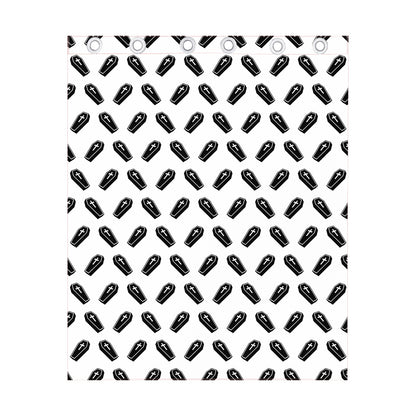 Black And White Coffin Pattern Print Curtain