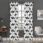 Black And White Coffin Pattern Print Curtain