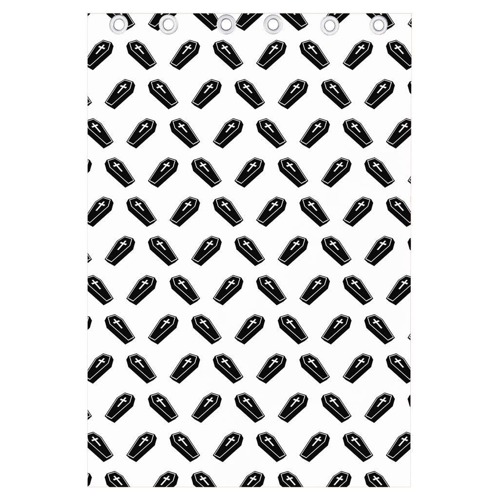 Black And White Coffin Pattern Print Curtain