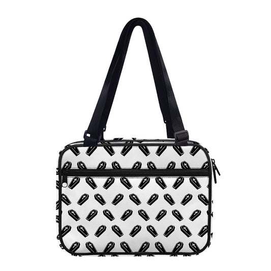 Black And White Coffin Pattern Print Double Strap Bible Bag