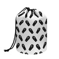 Black And White Coffin Pattern Print Drawstring Makeup Bag