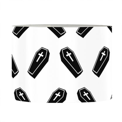 Black And White Coffin Pattern Print Drum Lamp Shade