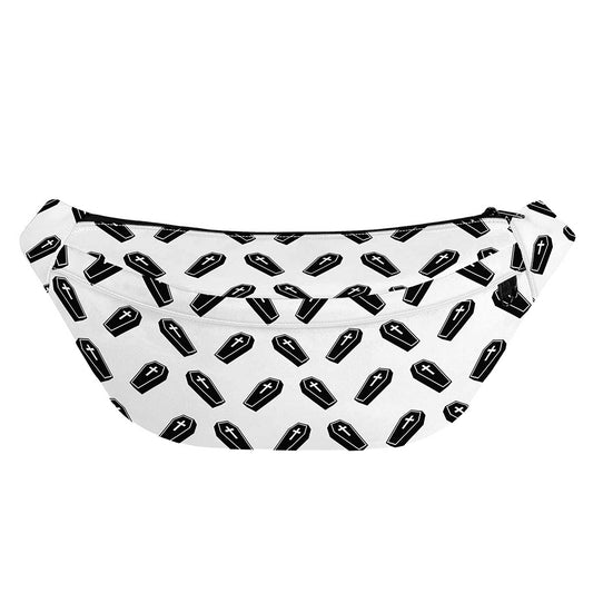 Black And White Coffin Pattern Print Fanny Pack