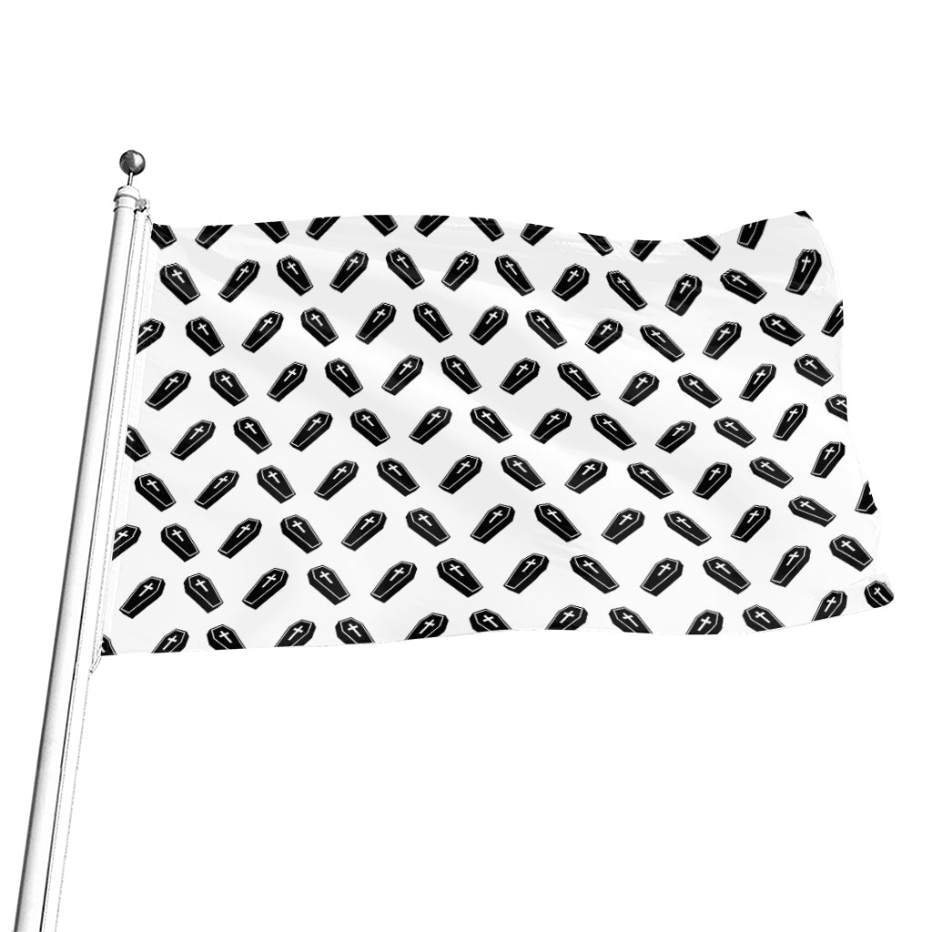 Black And White Coffin Pattern Print Flag