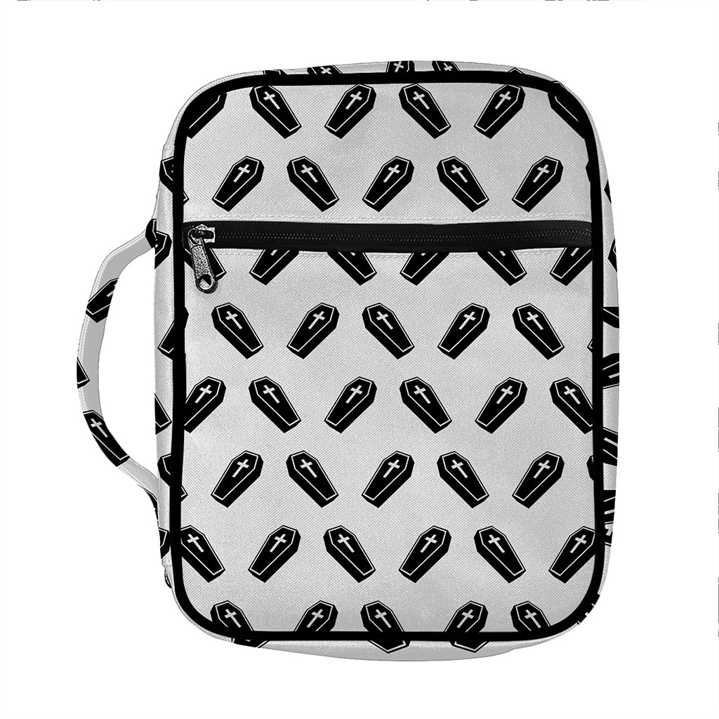 Black And White Coffin Pattern Print Front Pocket Bible Bag