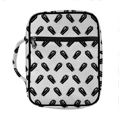 Black And White Coffin Pattern Print Front Pocket Bible Bag