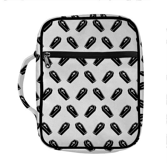 Black And White Coffin Pattern Print Front Pocket Bible Bag