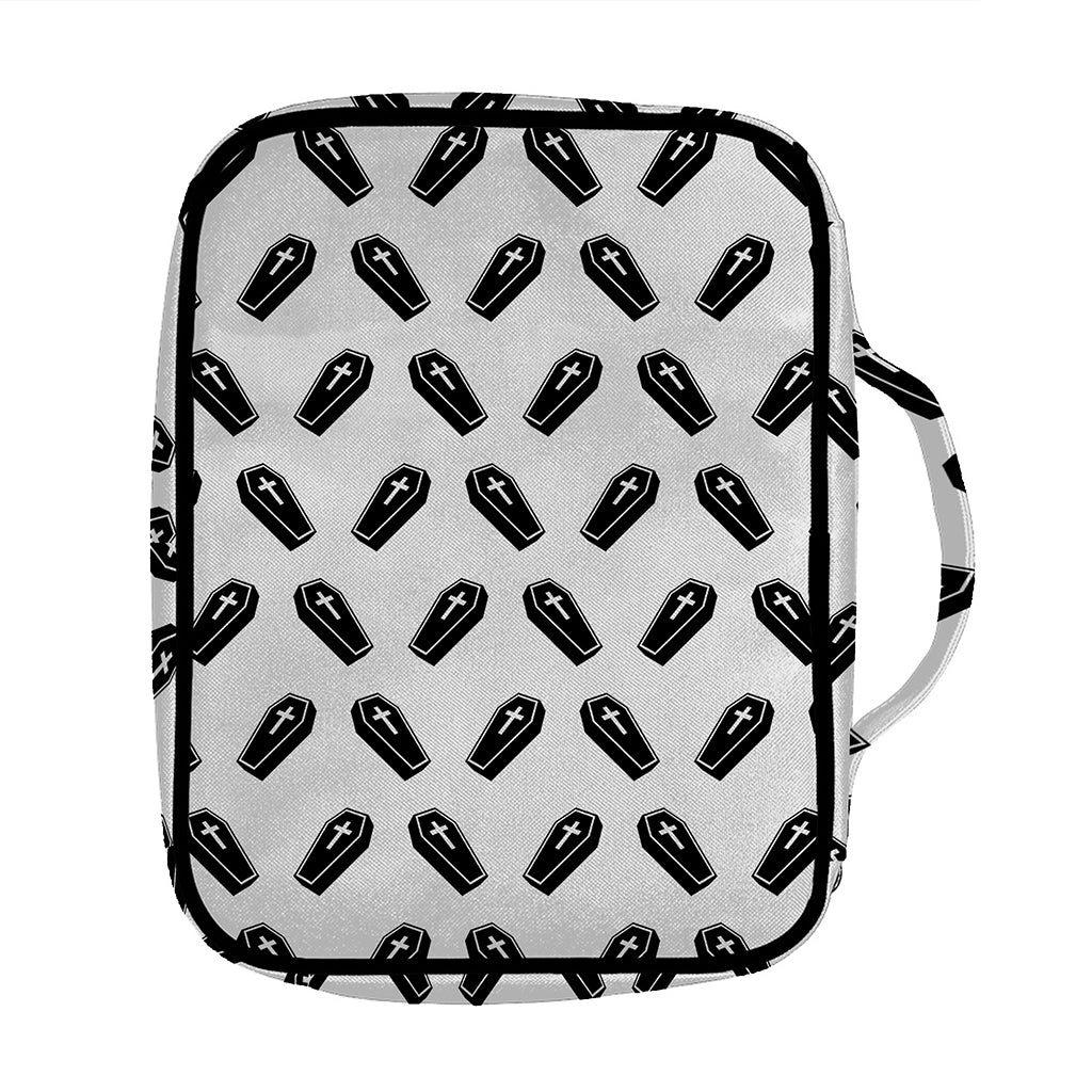Black And White Coffin Pattern Print Front Pocket Bible Bag