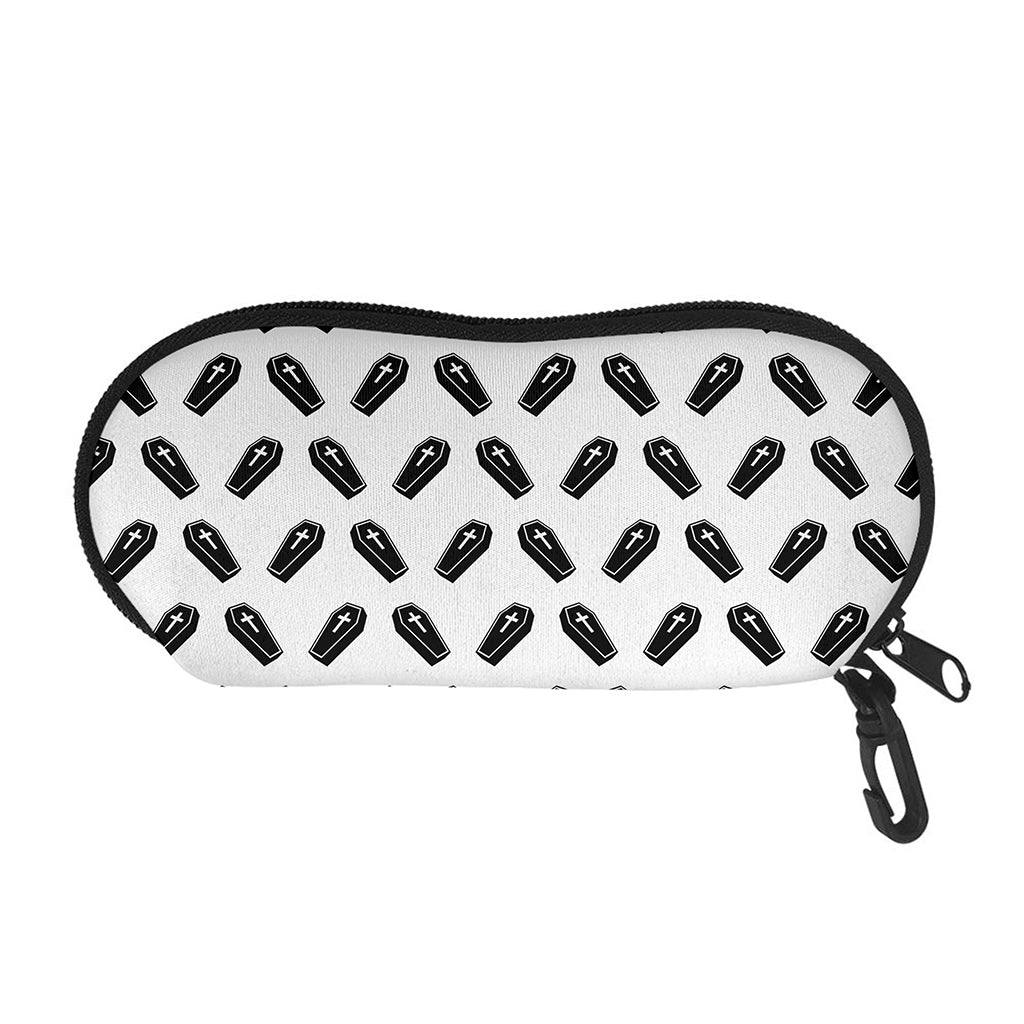 Black And White Coffin Pattern Print Glasses Case