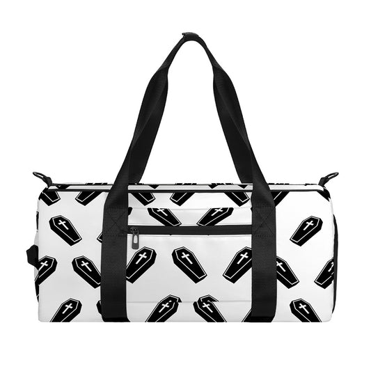 Black And White Coffin Pattern Print Gym Bag