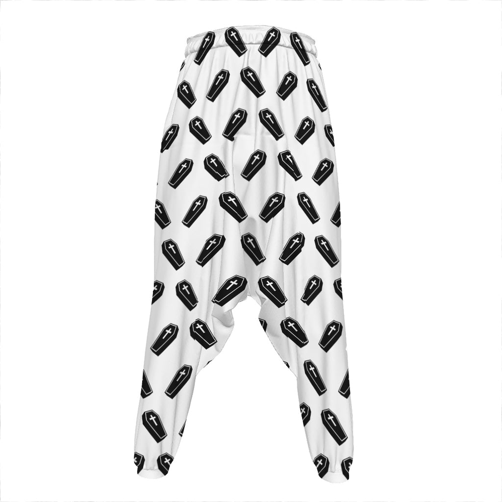 Black And White Coffin Pattern Print Hammer Pants