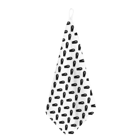 Black And White Coffin Pattern Print Hand Towel
