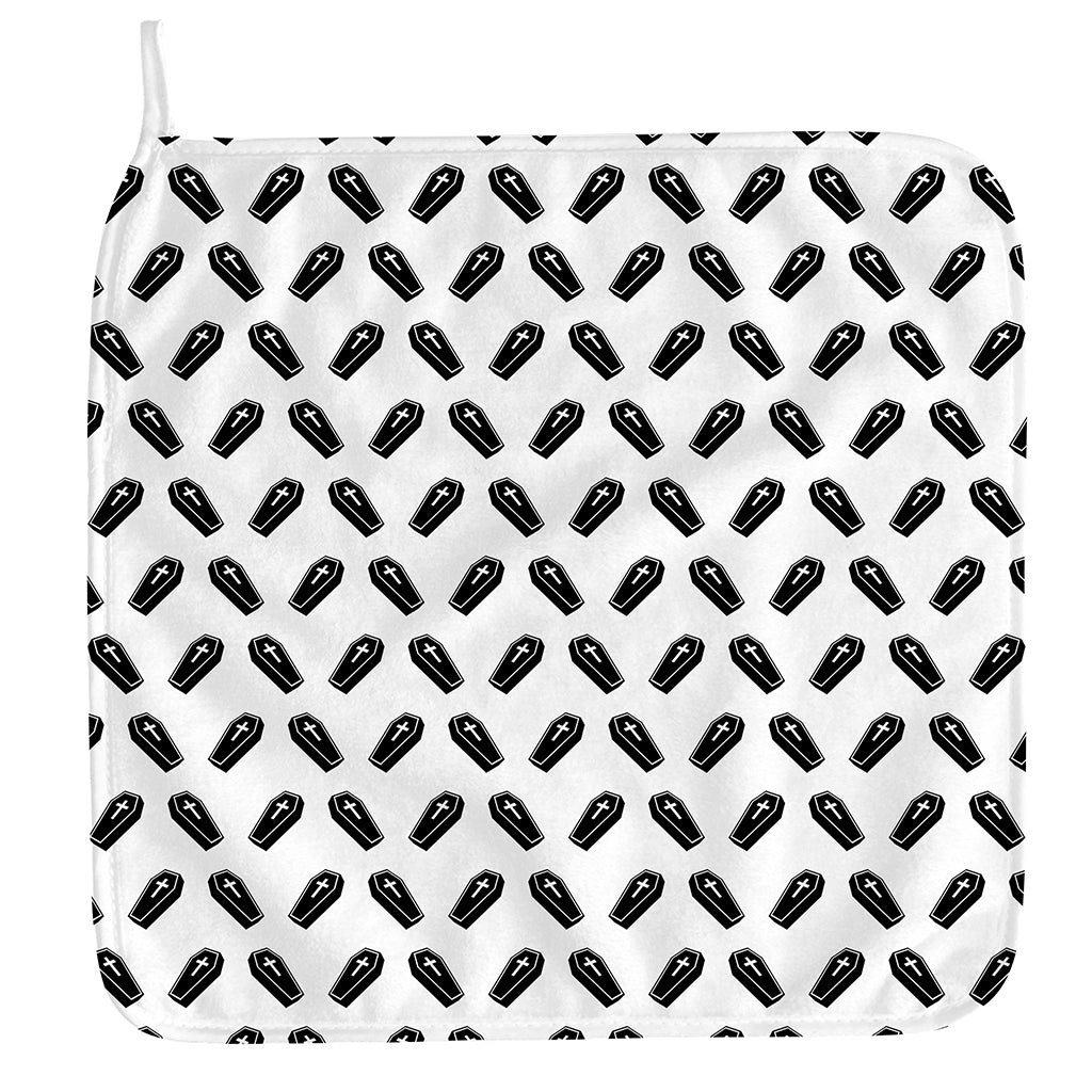 Black And White Coffin Pattern Print Hand Towel