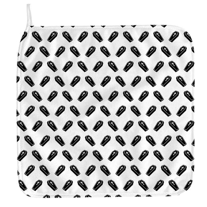 Black And White Coffin Pattern Print Hand Towel