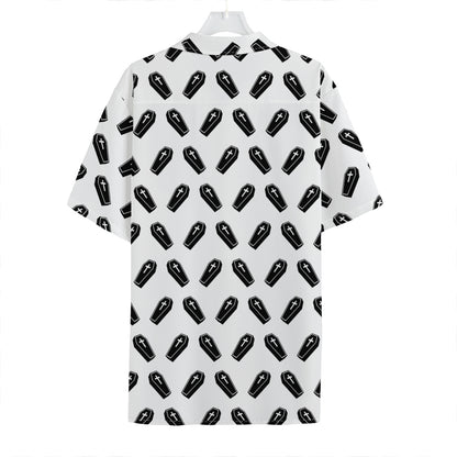 Black And White Coffin Pattern Print Hawaiian Shirt