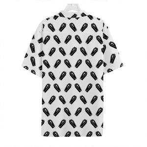 Black And White Coffin Pattern Print Hawaiian Shirt