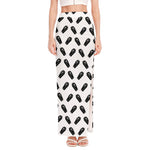 Black And White Coffin Pattern Print High Slit Maxi Skirt