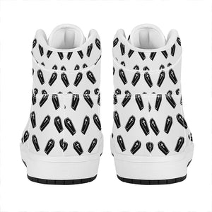 Black And White Coffin Pattern Print High Top Leather Sneakers