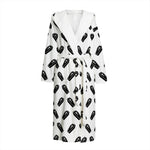 Black And White Coffin Pattern Print Hooded Bathrobe