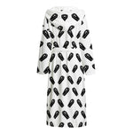 Black And White Coffin Pattern Print Hooded Bathrobe