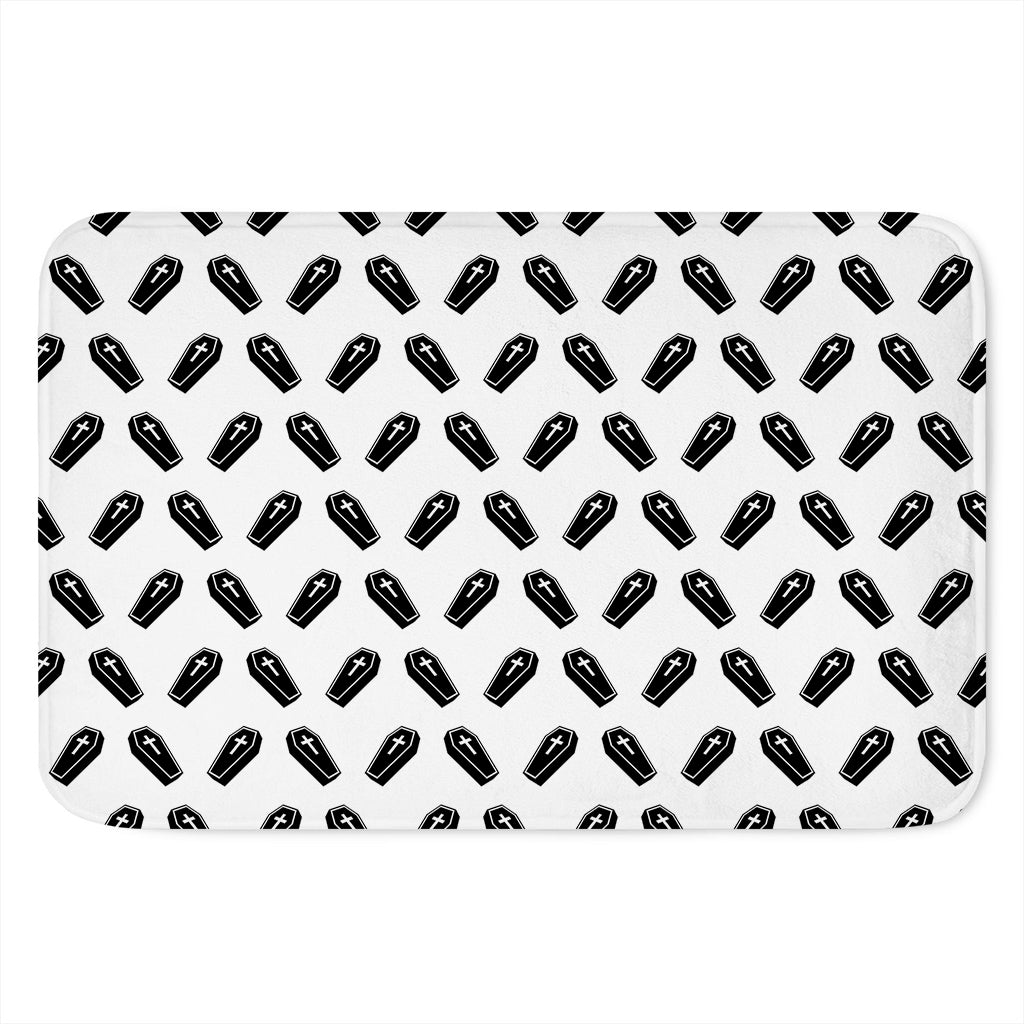 Black And White Coffin Pattern Print Indoor Door Mat