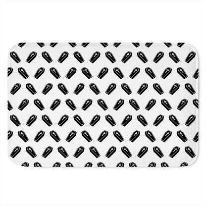 Black And White Coffin Pattern Print Indoor Door Mat