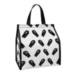 Black And White Coffin Pattern Print Insulated Lunch Tote