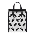 Black And White Coffin Pattern Print Insulated Lunch Tote