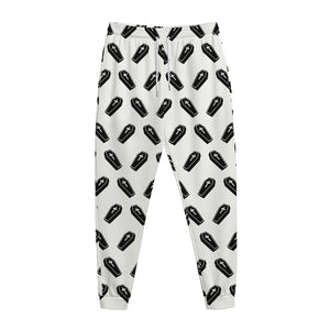 Black And White Coffin Pattern Print Jogger Pants