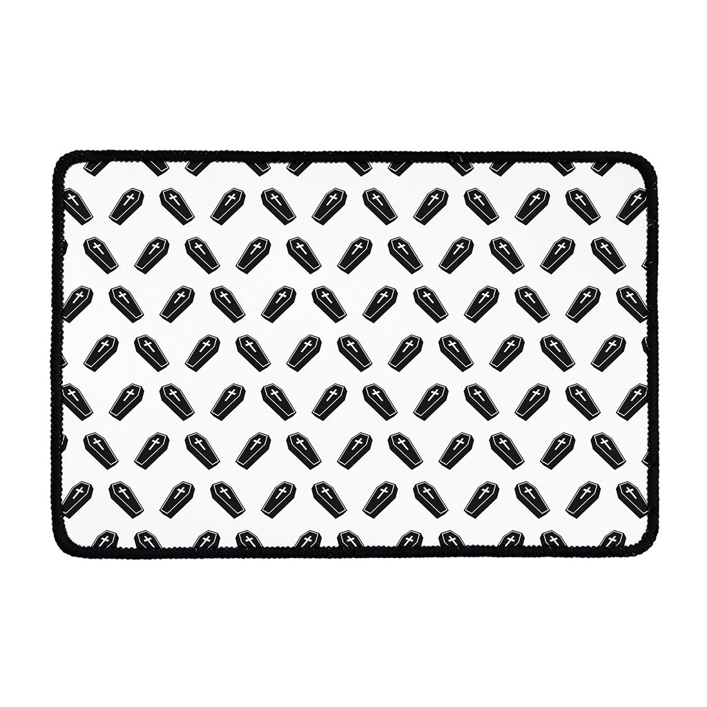 Black And White Coffin Pattern Print Kitchen Mat