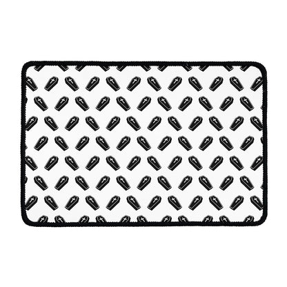 Black And White Coffin Pattern Print Kitchen Mat