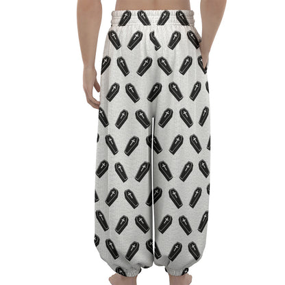 Black And White Coffin Pattern Print Lantern Pants