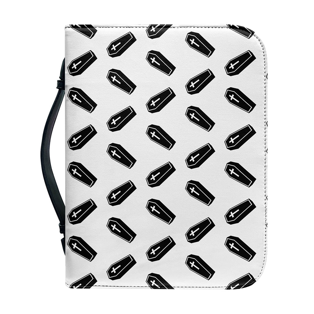 Black And White Coffin Pattern Print Leather Bible Cover