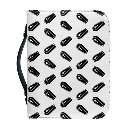 Black And White Coffin Pattern Print Leather Bible Cover