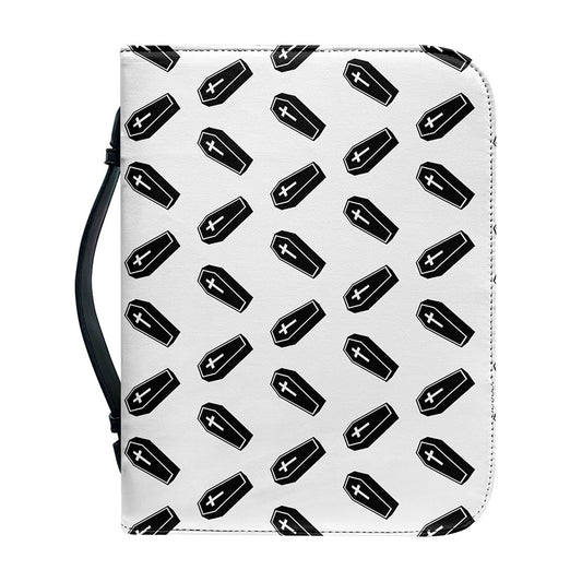 Black And White Coffin Pattern Print Leather Bible Cover