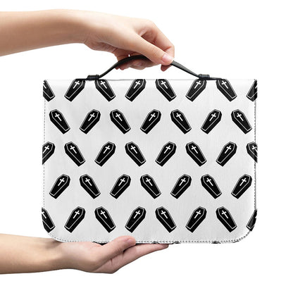 Black And White Coffin Pattern Print Leather Bible Cover